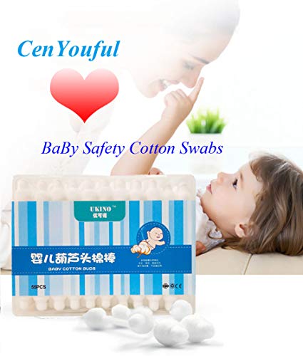 Baby Cotton Swabs, Organic Chlorine-Free Safety Swabs for Kids or Newborn Babies, 100% Biodegradable Gentle Baby Qtips, Cruelty-Free & Hypoallergenic Children Cotton Buds (4 packs of 55 ct. Total 220)