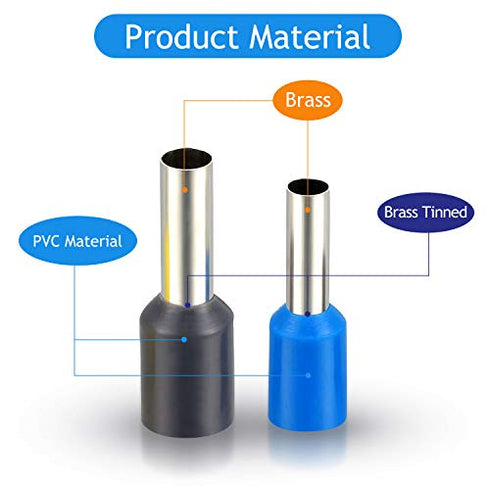 440 Pieces Wire Ferrules Kits Ferrules Wire Ends Terminals Crimp Terminal Connector Sleeves AWG (2/0 1/0 2 4 10 12 14 16)