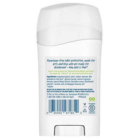 Tom's of Maine Aluminum-Free Wicked Cool Natural Deodorant for Kids, Freestyle, 1.6 oz. 3-Pack (Packaging May Vary)