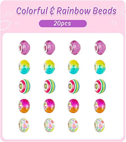 HiUnicorn DIY Charms Bracelets Making Kit Gifts for Girls, Unicorns Charms Beads Bracelets & Necklaces for Jewelry Making Kit, Christmas Birthday Gift, Arts and Crafts for Girls Age 7 8 9 10 12