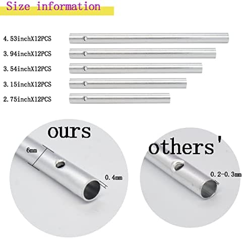 60 Pieces Wind Chime Tubes Parts Supplies Windchime String Metal Tubes for Crafts DIY Wind Chimes Kits for Adults Kids Arts and Crafts