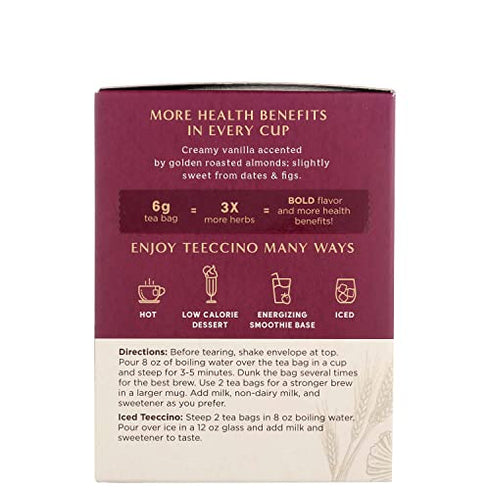 Teeccino Vanilla Nut Herbal Coffee Tea Bags, 10 ct