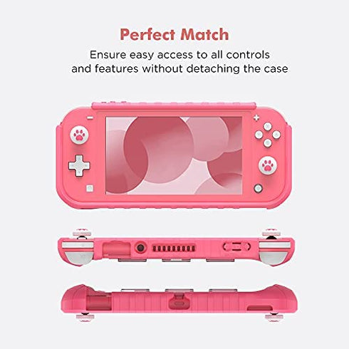 KIWIHOME Pink Case Compatible with Nintendo Switch Lite , TPU Cover Hard Case Only for Switch Lite with Thumb Grip Caps Switch Lite Cute Case for Girls (Pink)