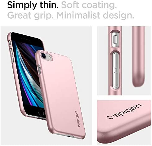 Spigen Thin Fit Designed for iPhone SE 2022 Case/iPhone SE 3 Case 2022 / iPhone SE 2020 Case/iPhone 8 Case/iPhone 7 Case - Rose Gold