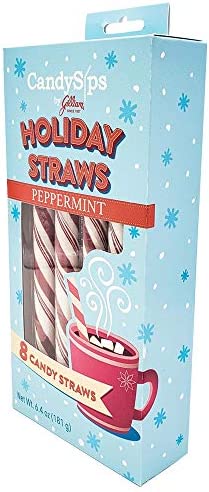 CandySips Candy Straws, Peppermint, 8 Straws, Pack of 2