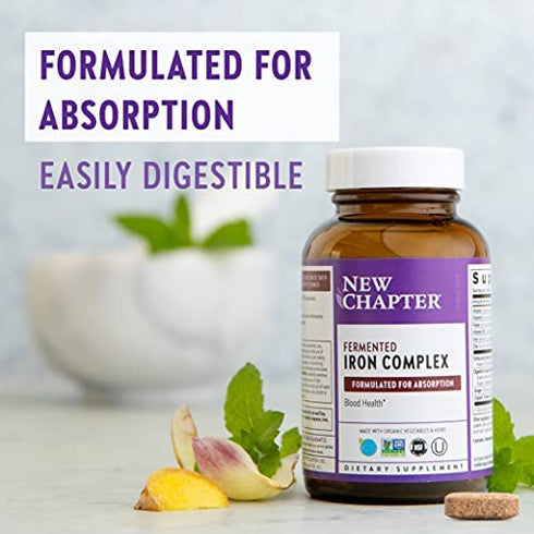 Iron Supplement, New Chapter Fermented Iron Complex with Organic Whole-Food Ingredients + One Daily Non-Constipating Dose- 60 Count (Pack of 1), 2 Month Supply