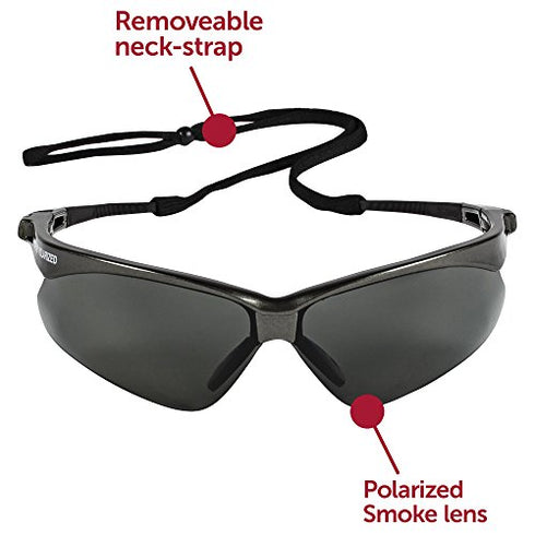 KLEENGUARD V30 Nemesis Polarized Safety Glasses (28635), Polarized Smoke Lenses, Gunmetal Frame