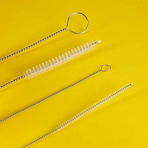 4 Pieces Feeding Tube Brushes, Cleaning Brushes, 32 Inches Long with Soft Nylon Bristles Head, Suitable for Cleaning Feeding Tubes and Racking Lines (1/6 Inch and 3/8 Inch Diameter)