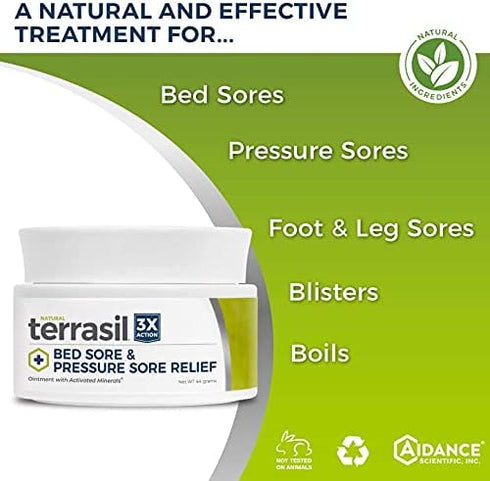 Bed Sores Treatment Cream – Natural Healing of Bed Sores, Pressure Sores, Ulcers with 3X Action for Soothing Relief by Terrasil – 44gm Jar