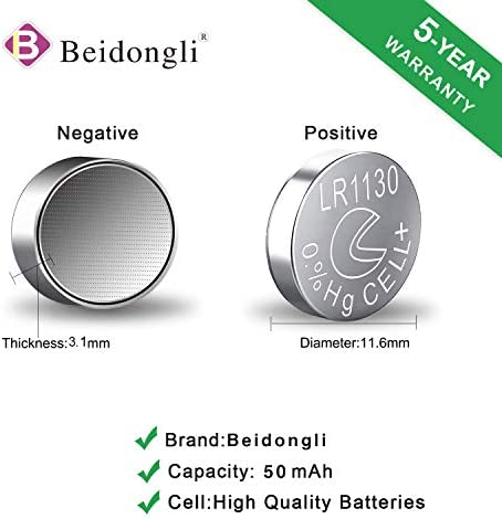 LR1130 AG10 Battery 1.5V Long-Lasting Alkaline Button Cell Batteries (40 Batteries)?5-Year Warranty?