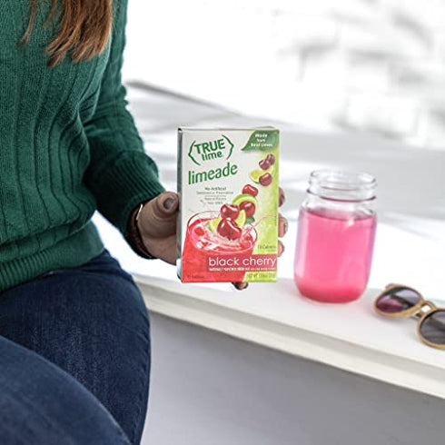 TRUE LIME Black Cherry Limeade Drink Mix (10 Count - 1 pack) | Made from Real Limes | No Preservatives, No Artificial Sweeteners, Gluten Free | Water Flavor Packets & Water Enhancer with Stevia