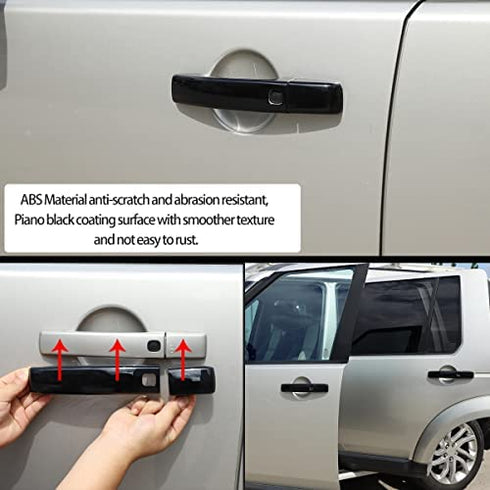 Gloss Black Door Handle Cover Trim for Land Rover Range Rover Sport 2010-2013 / Discovery 4 LR4 2009-2016 with 4 Smart Keyhole