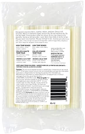 Surebonder FS-12 Fabric Hot Glue Sticks, Strong Bonding Fabric Glue, Machine Washable, Full Size 4-Inch Length - 12 Pack, - Made in USA , White