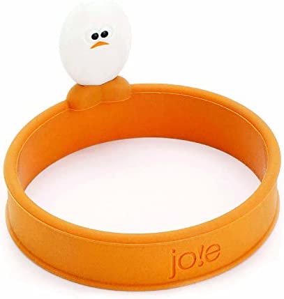 MSC International Joie Eggy 3.5" Non-Stick Silicone Compact Egg Ring with Folding Handle, Orange