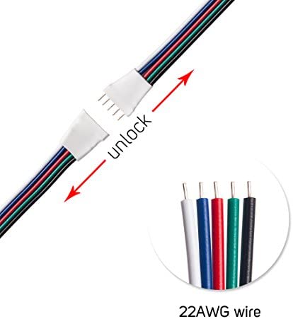 BTF-LIGHTING 10 Pairs 5pin SM JST Male/Female 15cm Connector Wire Cable for Flexible 5050 RGBW RGBWW LED Strip Light