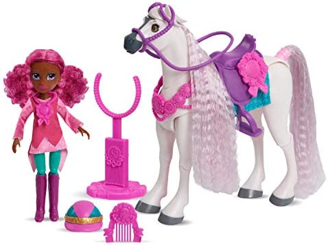 Just Play Winner's Stable Doll and Horse 11-Piece Set, 5-Inch Madison Articulated Small Doll & 7-Inch Huntley Articulated Horse, Kids Toys for Ages 3 Up, Basket Stuffers and Small Gifts