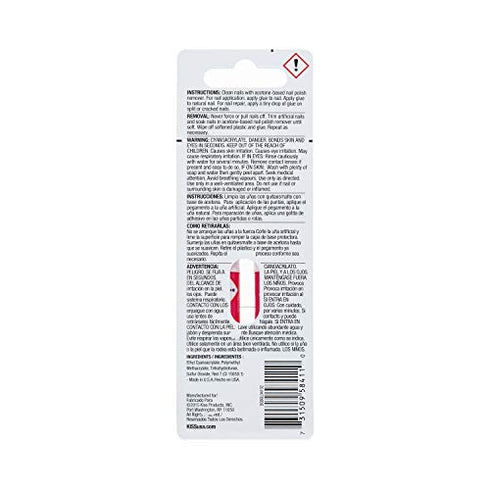 Kiss Pink Gel Nail Glue w/ 2 Pipettes (1 Pack)