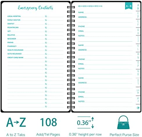 Address Book - Telephone and Address Book with Alphabetical Tabs, 5.3'' x 8.3'', Contact Book with Phone Numbers, Addresses, Birthday, Password, Anniversaries, Website Logins, Note Pages