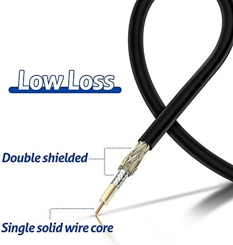 Bingfu WiFi Antenna Extension Cable 50 feet RP-SMA Male to RP-SMA Female Bulkhead Mount Double Shielded Low Loss -100 Cable for WiFi Wireless Router Hotspot Security IP Camera