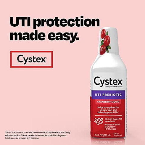Cystex Urinary Health Maintenance Cranberry Prebiotic for UTI Protection – 7.6 oz Bottle – Defend Against UTI, Cranberry Supplement Helps Cleanse Urinary Tract with D-Mannose and Vitamin C