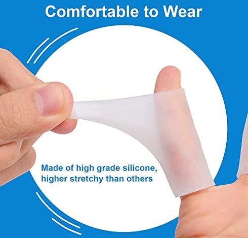 Sumifun Finger Sleeves, 10 PCS Gel Finger Protector for Thumb, Trigger Finger, Arthritis, Silicone Finger Tubes for Preventing Bruised, Cracking, Hand Eczema, Practising Golf, Badminton Protector