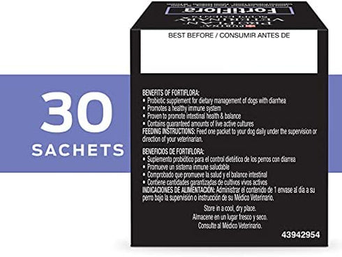 Purina FortiFlora Probiotics for Dogs, Pro Plan Veterinary Supplements Powder Probiotic Dog Supplement – 30 ct. box