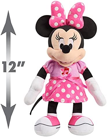 Disney Junior Mickey Mouse Funhouse Singing Fun Minnie Mouse 13 Inch Lights and Sounds Feature Feature Plush, Sings Bowtoons Theme Song, by Just Play