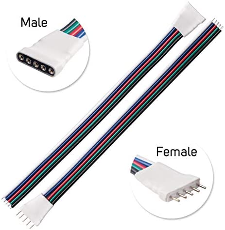 BTF-LIGHTING 10 Pairs 5pin SM JST Male/Female 15cm Connector Wire Cable for Flexible 5050 RGBW RGBWW LED Strip Light