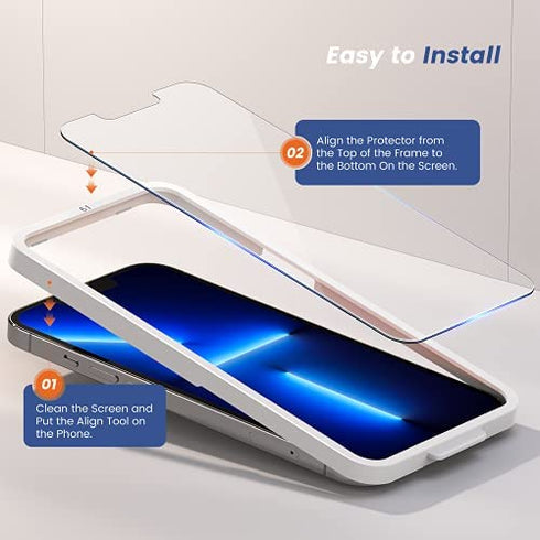 Mkeke Compatible with iPhone 13 Pro Max Screen Protector, Tempered Glass Screen Protector for iPhone 13 Pro Max with Camera Lens Protector 6.7 inch 3 Pack