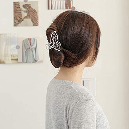 Butterfly Hair Clips for Women KISSKIKO 4 Pcs Silver and Gold Metal Small Claw Clip Cute Sparkling Hair Clip Non-Slip Rose Gold Thick Hair Thin Hair Claw Fancy Combination Hair Accessories Gift