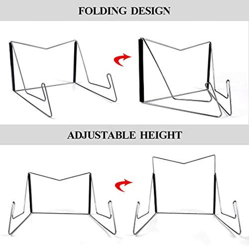 2Pcs Fold-n-Stow Book Stands, Metal Bookstand Music Book Easel Display Holder, Portable Reading Stand Book Holder, Book Bookrest for Hardcover Textbook I pad Cookbook Recipe