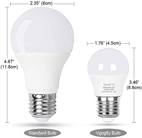 LED Refrigerator Light Bulb 40W Equivalent 120V A15 Fridge Waterproof Bulbs 5 W Daylight White 5000K E26 Medium Base Freezer Ceiling Home Lighting Lamp Non-dimmable(1 Pack)