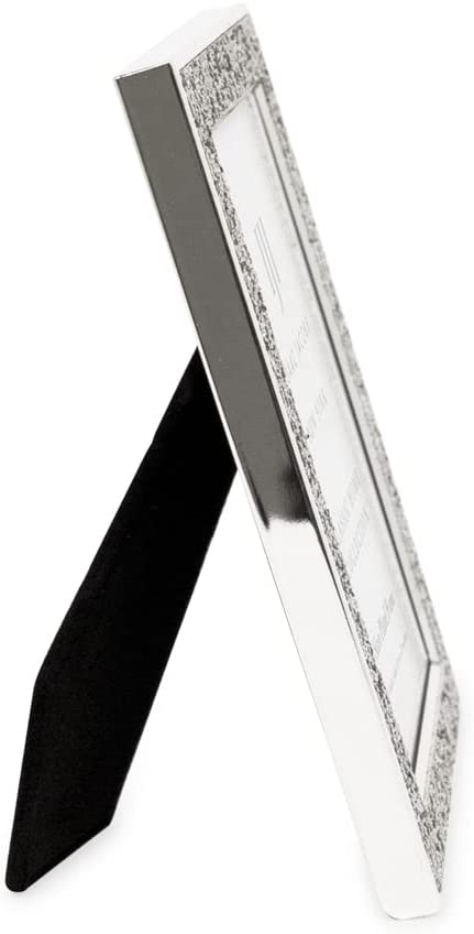 Isaac Jacobs 4x6 Silver Metal Glitter (Vertical & Horizontal) Picture Frame, with Black Fabric Easel, Wall-Mountable, Made for Tabletop, Counterspace, Shelf and Desk (4x6, Silver Glitter)