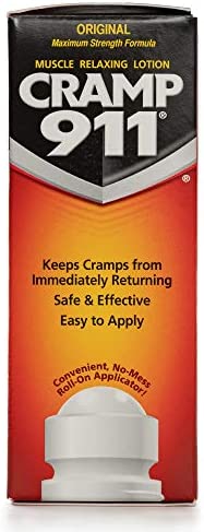 Cramp911 Muscle Relaxer Pain Relief Cream for Muscle Cramp Relief and Sore Muscles. Used for Muscle Cramp Relief and Muscle Pain Relief of All Kinds, Roll-on Lotion 0.71 oz 21 ml