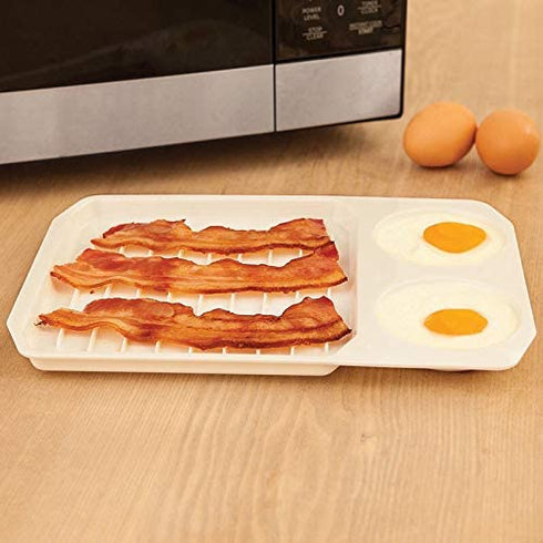 Summerdaisy 2-in-1 Microwave Bacon and Egg Cooker Microwave Egg Cooker Bacon Tray Microwavable Plates Bacon Crisper