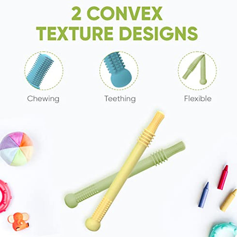 BEBECAN Teething Sticks for Babies - Infant Teething Relief for Teething Baby in 6 Vibrant Colors, Super Soft Silicone Baby Teethers, Teething Toys for Babies 0-6 Months