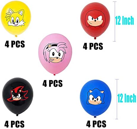 Sonic Party Supplies Theme Birthday Party Favor Decoration Includes Banner - Tablecloth - Cake Topper - 24 Cupcake Toppers - 20 Balloons - 20 napkins for Birthday Party Favor Pack Set for Kids