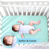 TILLYOU 2 Pack Mini Crib Sheets - Fitted Crib Sheet for Stretchy Jersey Knit Portable Mini Crib, Play Yard, Playpen, Playard Bedding Sheet for Boy Girl, Light Green & Light Gray