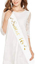 16th Birthday Tiara and Sash, Glitter Satin Sash"Sweet 16" and Gold Crystal Rhinestone Birthday Crown for Happy 16th Birthday Party Supplies Decorations Birthday Cake Topper