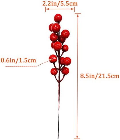 30 Pcs Rich Red Artificial Berry Stems Christmas Red Berry Picks,Winter Fake Berries Bunch Faux Cranberries for Holiday and Home Decor