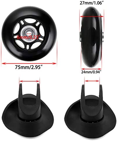OwnMy 75 x 24mm Luggage Suitcase Replacement Wheels, Rubber Swivel Caster Wheels Bearings Repair Kits, Set of 2