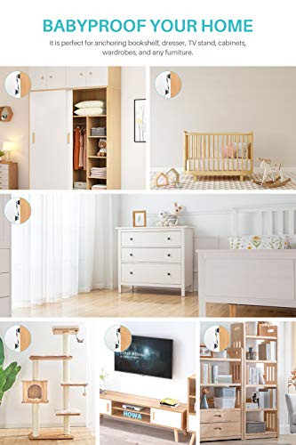 Furniture Straps for Baby Proofing(4 Pack), Metal Anti Tip Furniture Anchors Kit, Cabinet Wall Anchors Protect Toddler/Pet from Falling Furniture, Adjustable Earthquake-Resistant Child Safety Straps