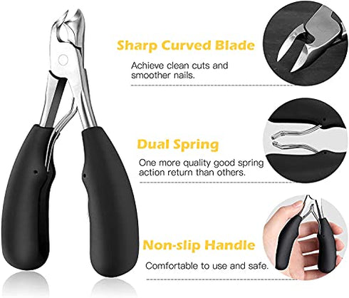 Sharp Toe Nail Clippers, Professional Podiatrist Toenail Clippers for Adult Ingrown Tool, Heavy Duty Toenail Clippers for Seniors Thick Nails, Pedicure Toenail Cutters for Arthritis Diabetic