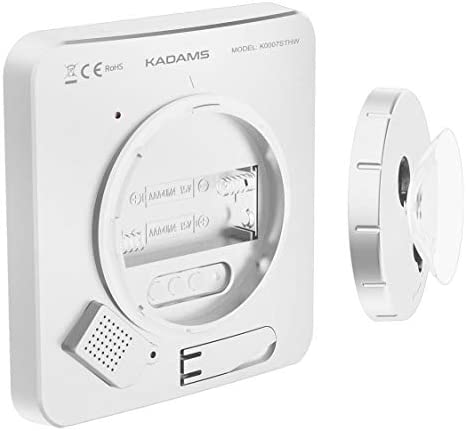 KADAMS Digital Bathroom Shower Kitchen Clock Timer with Alarm, Waterproof for Water Splashes, Visual Countdown Timer, Time Management Tool, Indoor Temperature Humidity, Suction Cup, Hole Stand - White