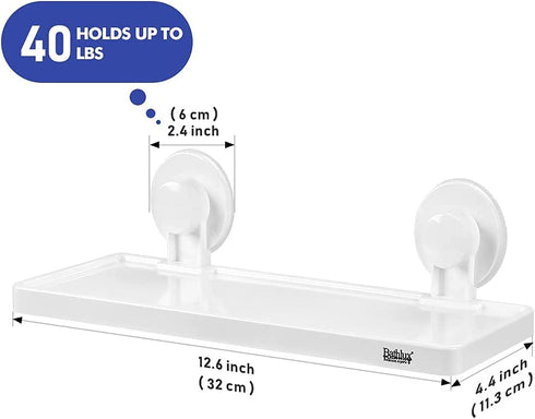 Bathlux Self Adhesive Shower Shelf, Non-Drilling Bathroom Shelf, Wall Mounted for Apartment, Bathroom Organizer, White, for Home Decor/Kitchen/Bathroom-30134