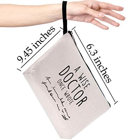 Hanamiya Na Doctor Gifts for Women, Thank You Appreciation Doctor Gifts. Funny Doctor Birthday Gifts, Christmas, Medical Graduation Gifts for Women Funny Makeup Bag-A Wise Doctor Once Wrote