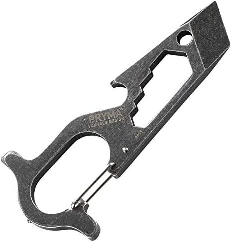 CRKT Pryma Stainless Steel Multitool: Compact and Lightweight EDC Metal Multi-Tool with Pry Bar, Hex Wrench, Bottle Opener, Glass Breaker, and Carabiner 9011