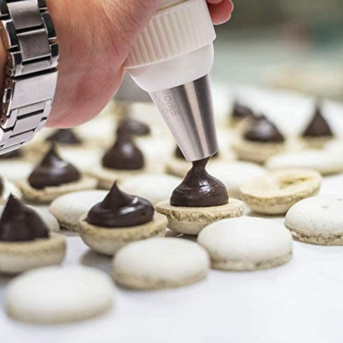 Kasmoire 9 Pcs Round Piping Tip ,Macaron Piping Tip ,Cake and Cookie Decorating Plain Tube Set