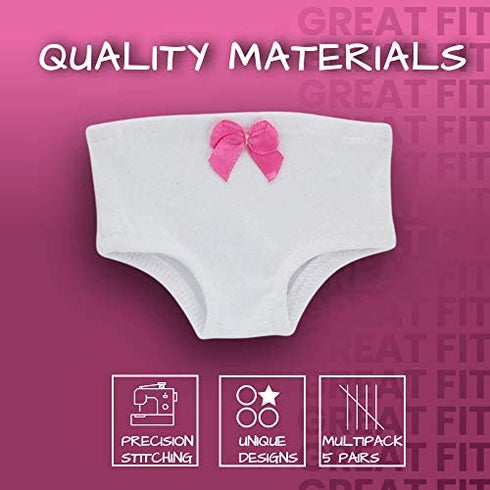 PZAS Toys 18 Inch Doll Underwear- 5 Piece Doll Underwear Set Fits American Girl Doll and Similar