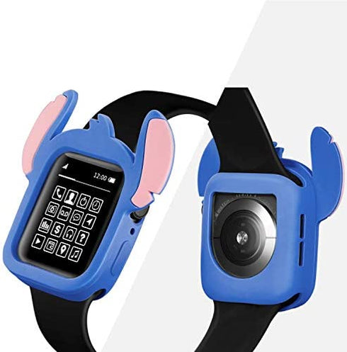 Sufcusny Cute Cartoon Silicone Bumper Case Monster Style Full Body Protective Frame Shockproof Cover Compatible with 44mm Apple Watch SE/Series 6/5/4, Deep Blue